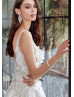 Beaded 3D Floral Appliques Shimmering Tulle Newly Arrival Wedding Dress